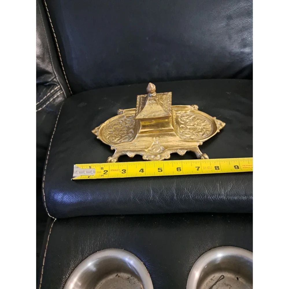 Vintage Brass Metal Ornate Inkwell Made‎ In Japan